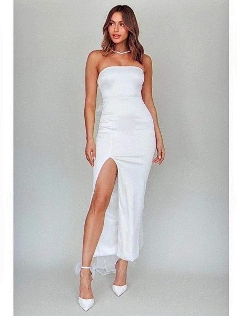 Selfie Leslie Bridal dress Strapless Maxi Dress in White Size Medium Like New